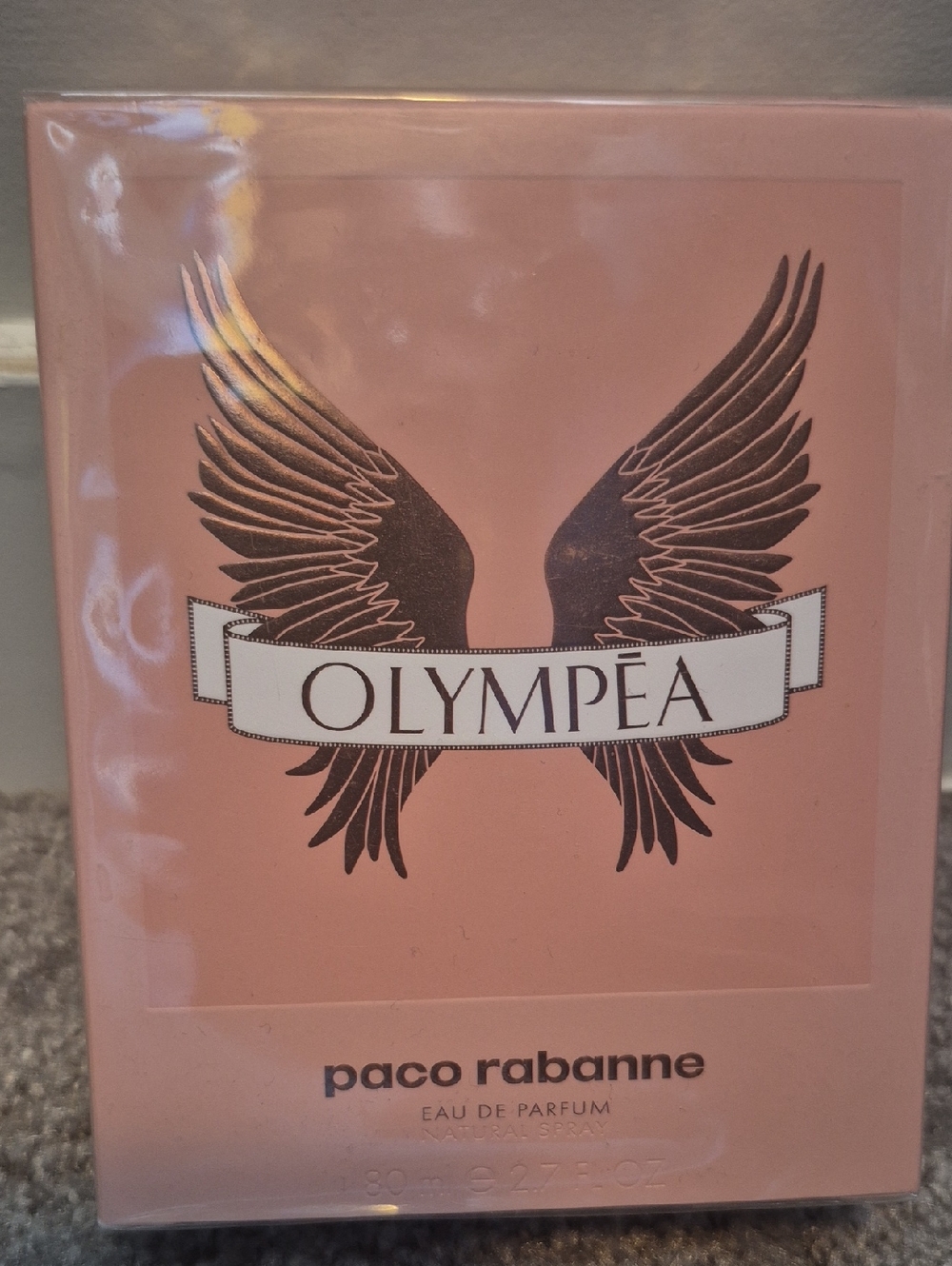 Paco Rabanne Olympea EDP in A Pink and Gold Box.